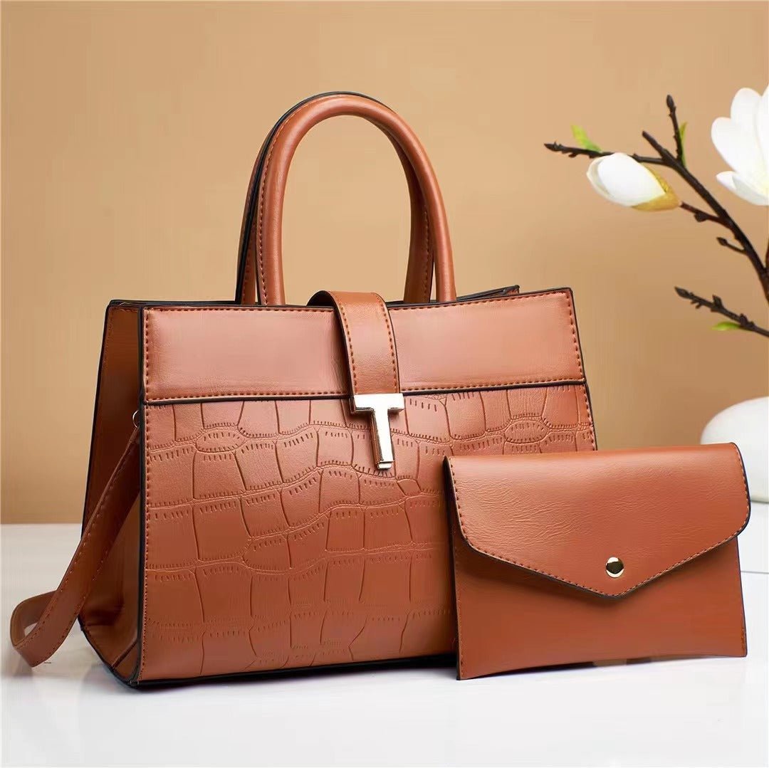 Crocodile Embossed Satchel Bag Set with Mini Purse - Bela Fils BoutiqueBela Fils Boutique