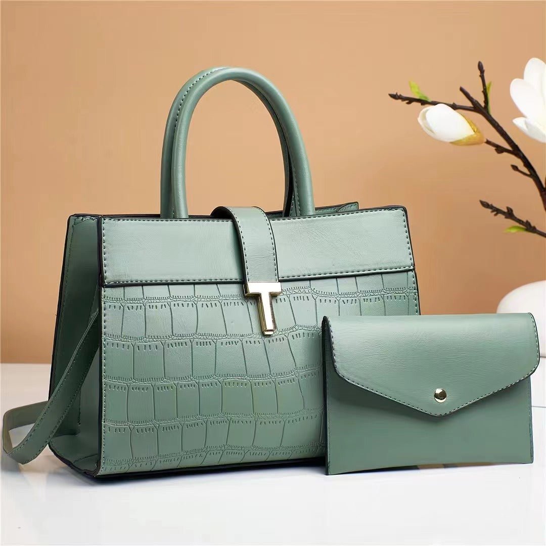 Crocodile Embossed Satchel Bag Set with Mini Purse - Bela Fils BoutiqueBela Fils Boutique