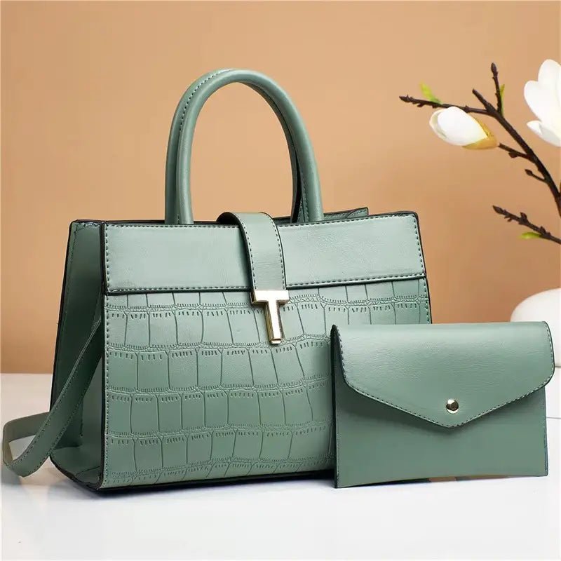 Crocodile Embossed Satchel Bag Set with Mini Purse - Bela Fils BoutiqueBela Fils Boutique