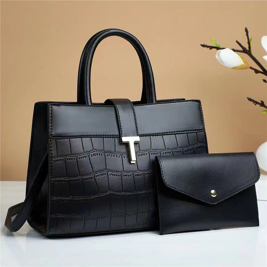Crocodile Embossed Satchel Bag Set with Mini Purse - Bela Fils BoutiqueBela Fils Boutique