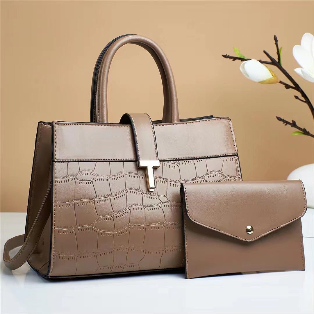 Crocodile Embossed Satchel Bag Set with Mini Purse - Bela Fils BoutiqueBela Fils Boutique