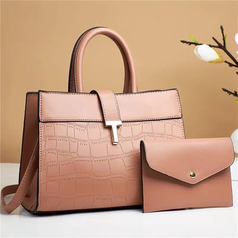 Crocodile Embossed Satchel Bag Set with Mini Purse - Bela Fils BoutiqueBela Fils Boutique