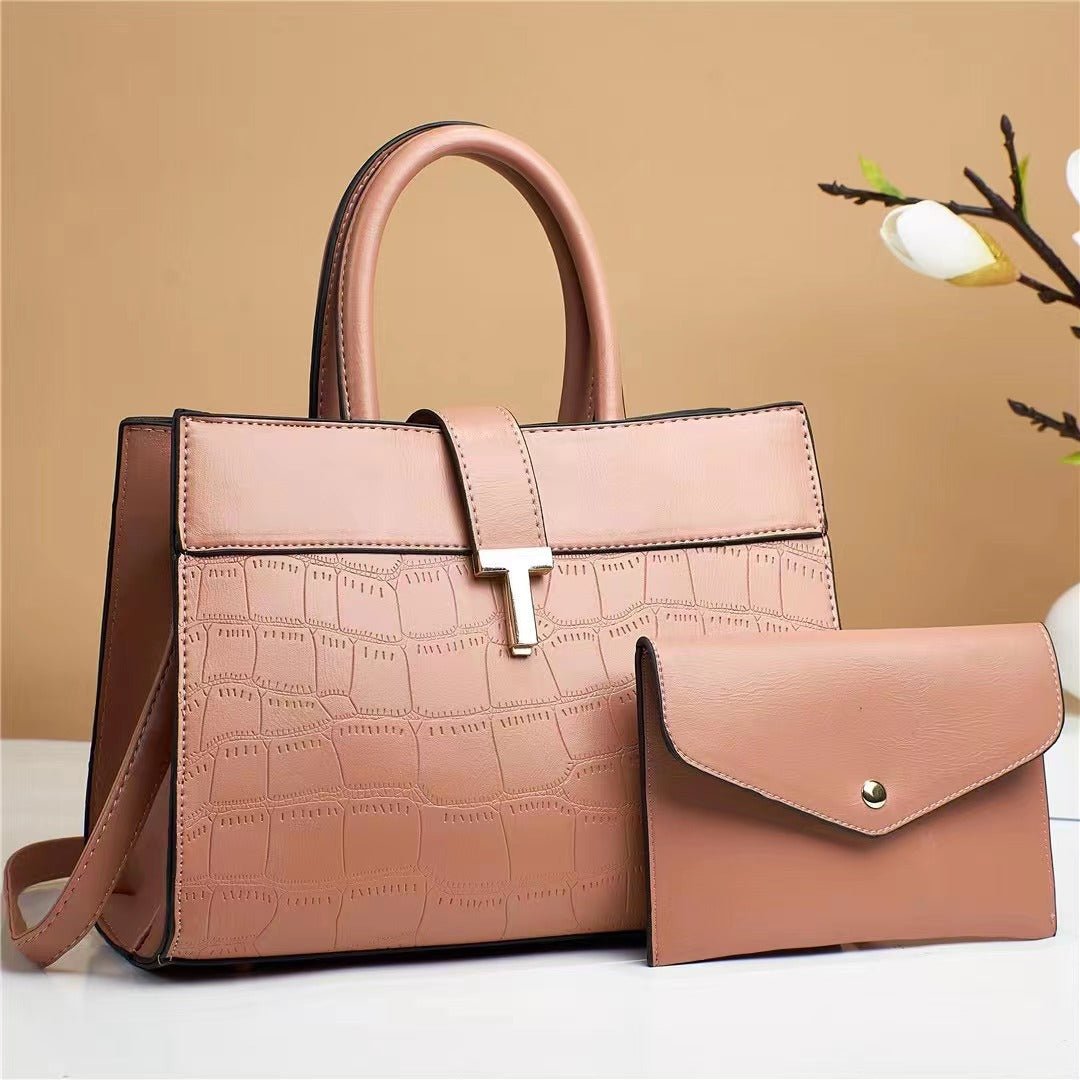 Crocodile Embossed Satchel Bag Set with Mini Purse - Bela Fils BoutiqueBela Fils Boutique