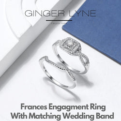 Wedding Ring Set for Women Halo CZ Sterling Silver Engagement Ring and Matching Band