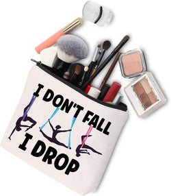 Aerialist Cosmetic Makeup Bag Aerial Yoga Gifts I Don'T Fall I Drop Aerial Dancer Makeup Zipper Pouch Bag Aerial Silk Gifts (I Don'T Fall)