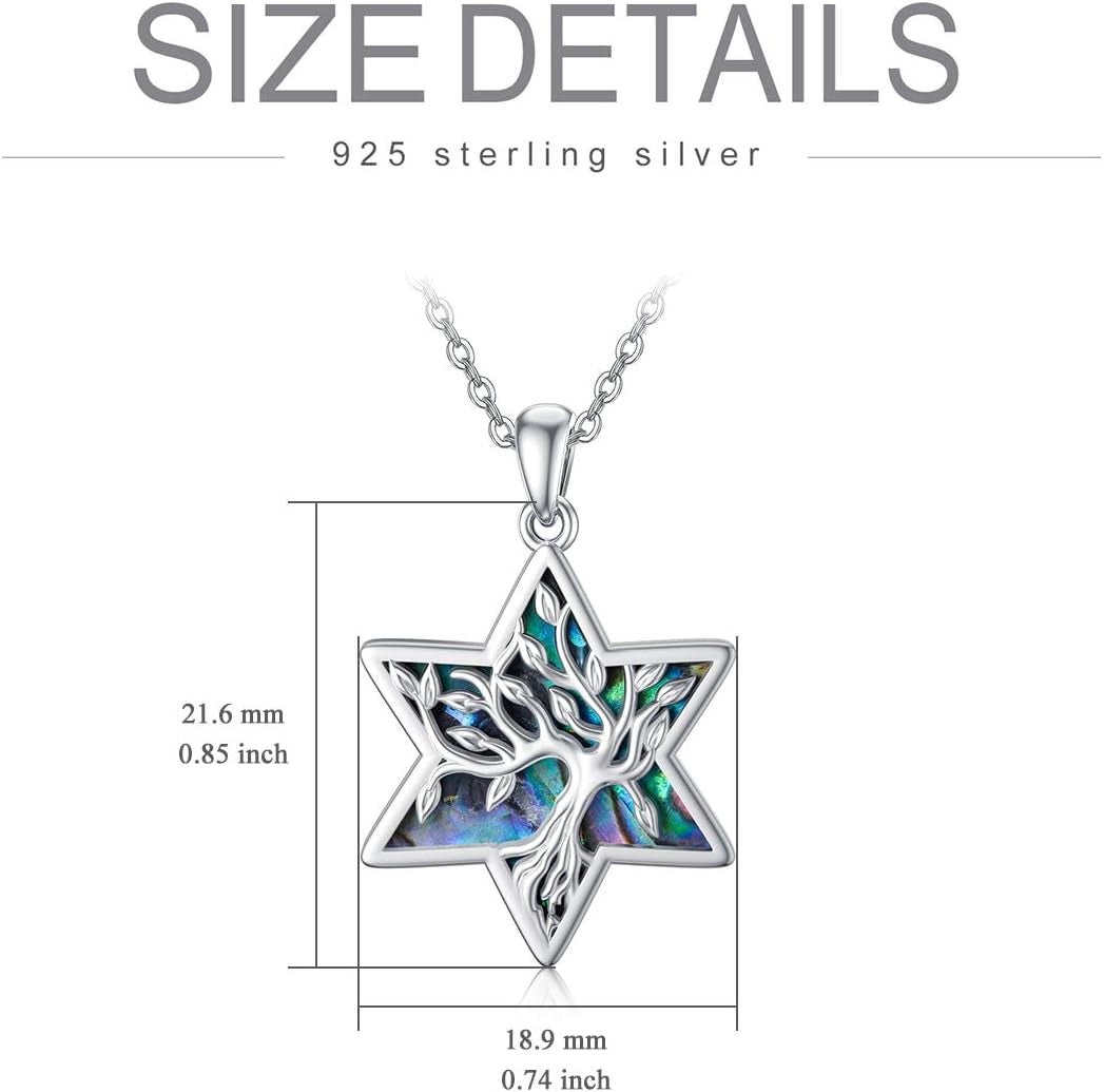 Tree of Life Necklace 925 Sterling Silver Abalone Shell Celtic Knot Pendant Necklace for Women Jewelry