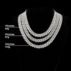 Cuban Link Chain for Men Women Iced Out Silver/Gold/Rose Gold Miami Cuban Necklace Bling Diamond Chain Hip Hop Jewelry with Gift Box