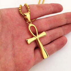 Men'S Cross Necklace 316L Stainless Steel Jesus Ankh Pendant Rolo Chain Jewelry