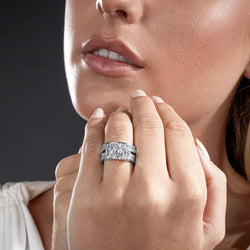 2 Carat .925 Sterling Silver Radiant Cut Cubic Zirconia CZ Women'S Engagement Ring Set Sizes 4 to 11