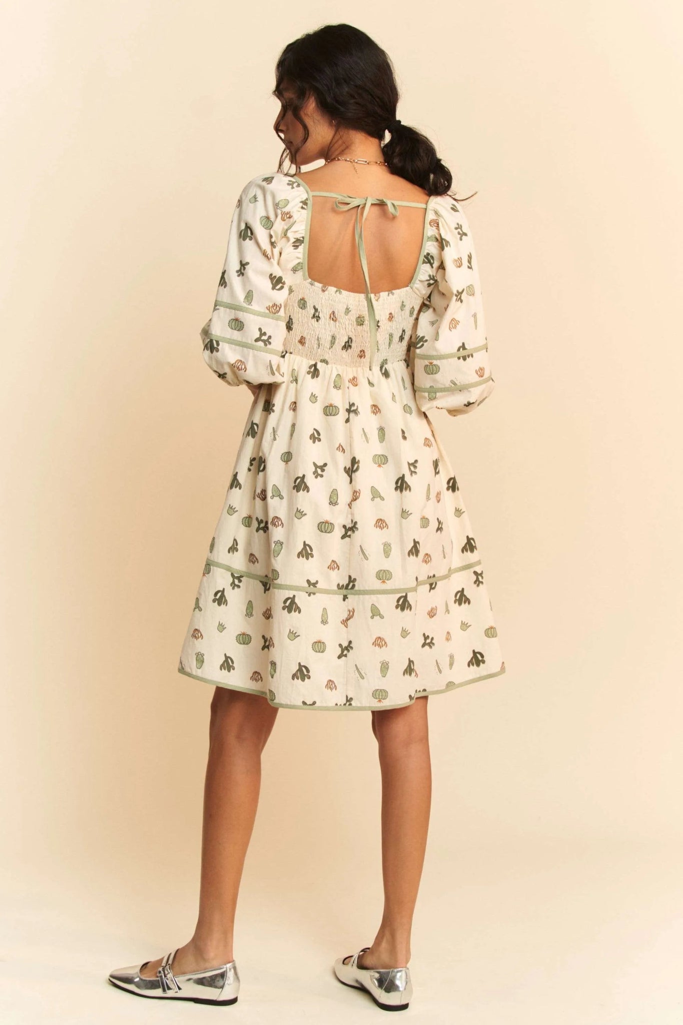 Davi & Dani Cactus Printed Poplin Contrast Piping Mini Dress - Bela Fils BoutiqueBela Fils Boutique