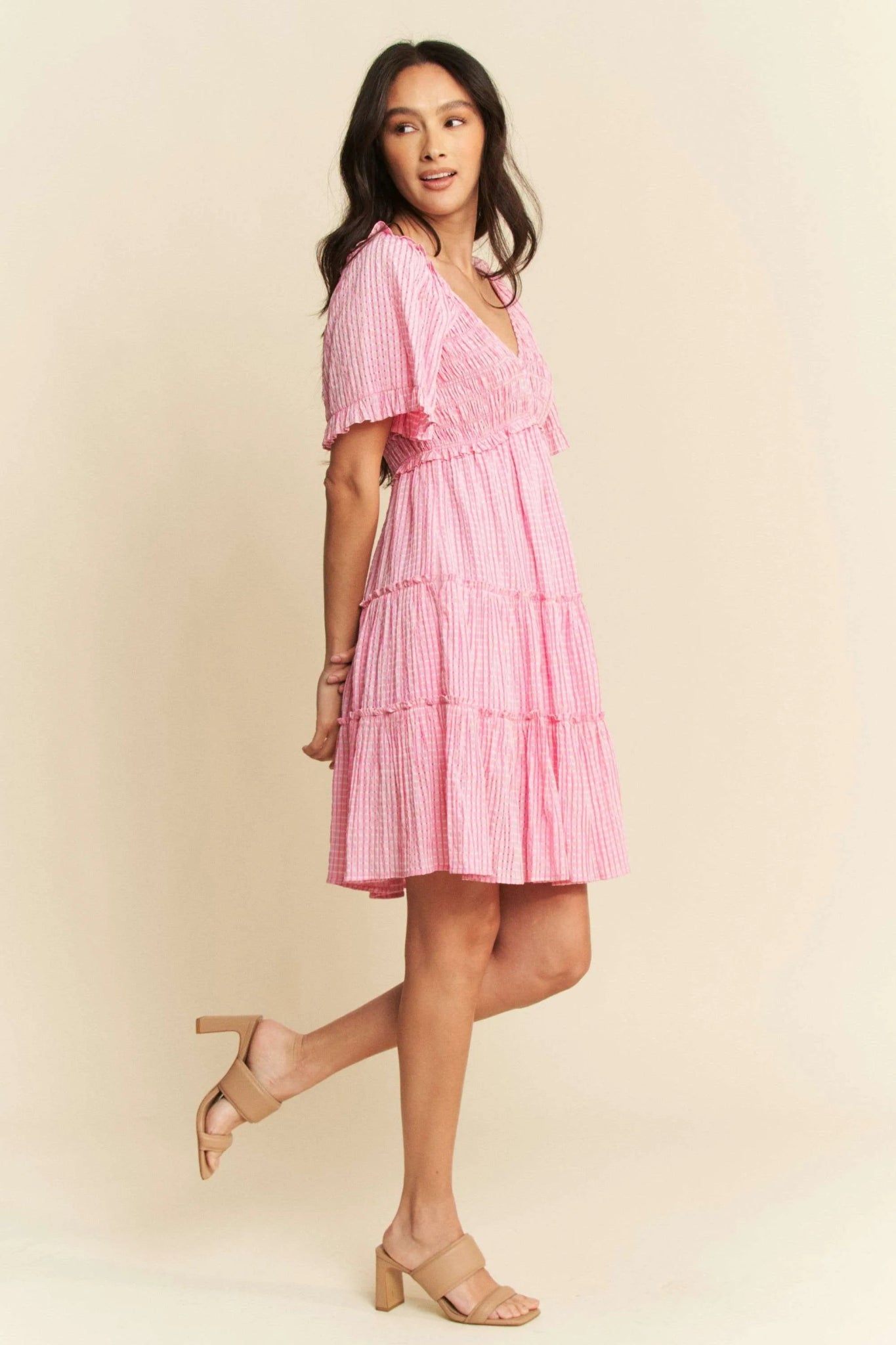 Davi & Dani Jacquard Checker Smocking Tiered Dress - Bela Fils BoutiqueBela Fils Boutique