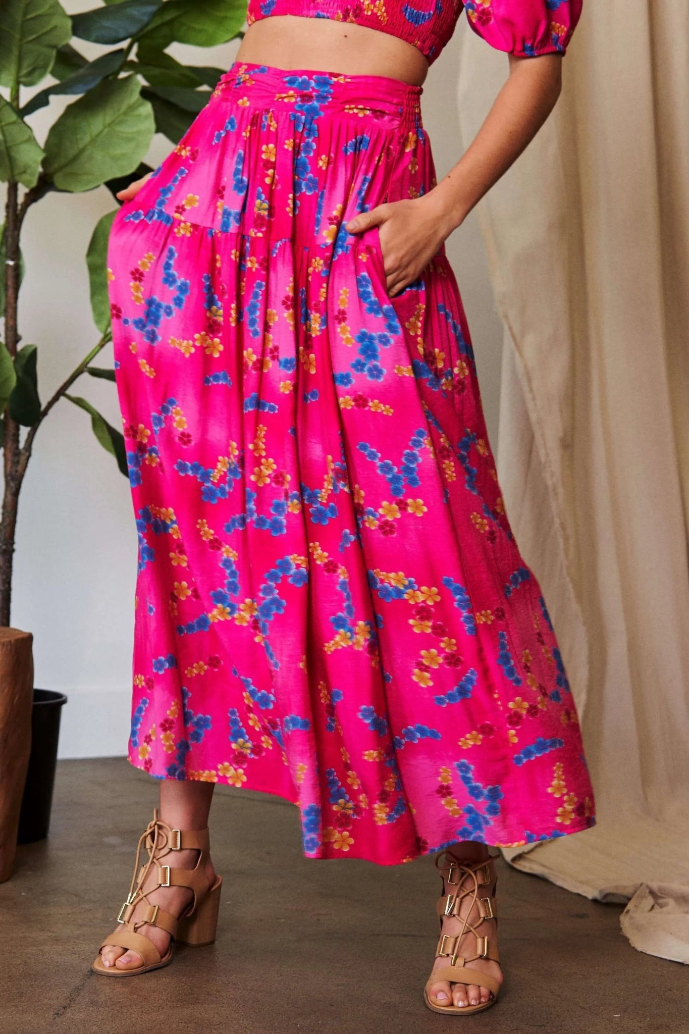 Davi & Dani Printed Smocking Waistband Ruffled Maxi Skirt - Bela Fils BoutiqueBela Fils Boutique