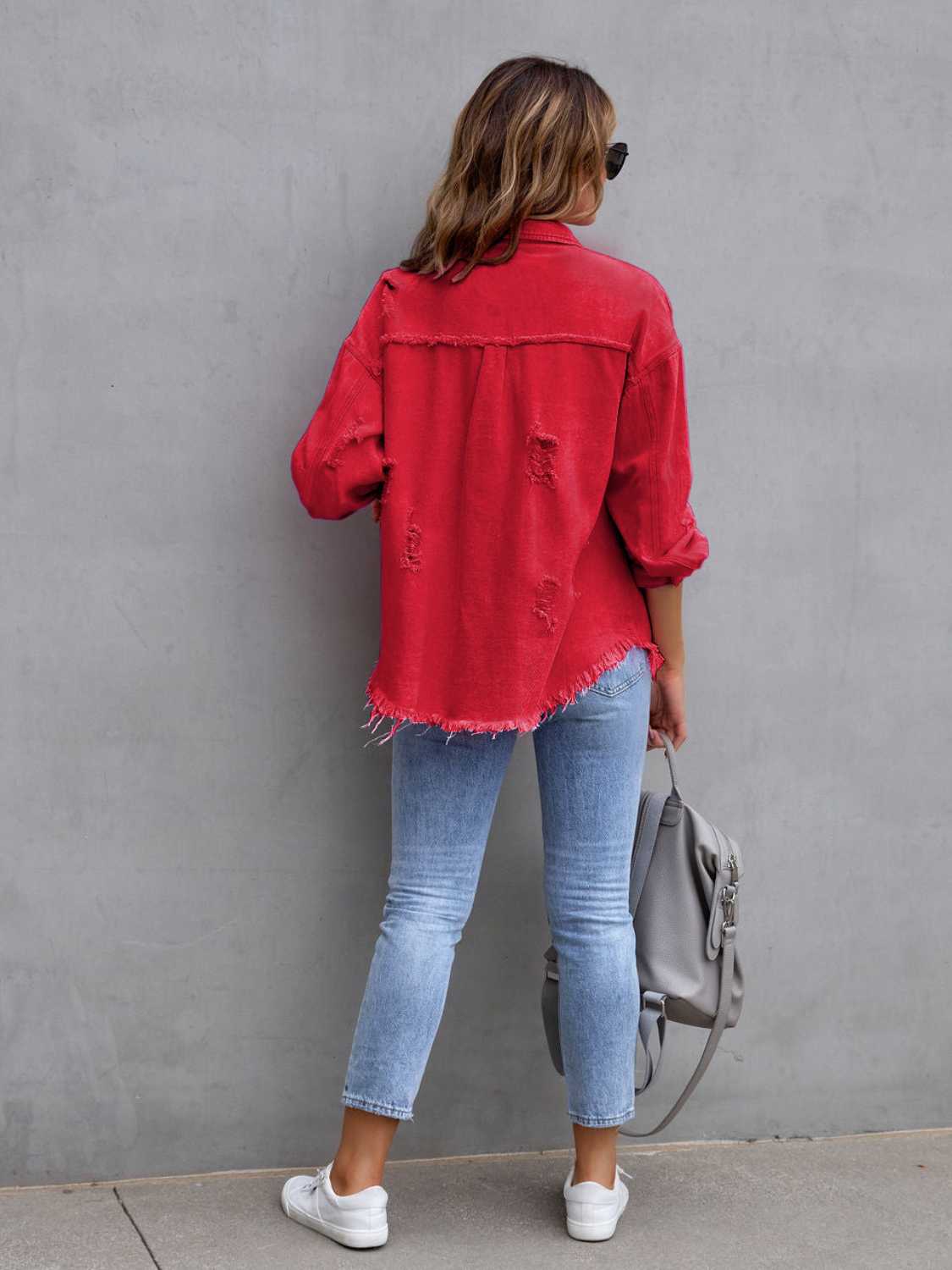 Distressed Drop Shoulder Denim Jacket - Bela Fils BoutiqueBela Fils Boutique