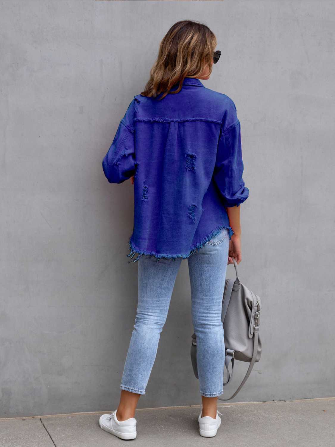 Distressed Drop Shoulder Denim Jacket - Bela Fils BoutiqueBela Fils Boutique