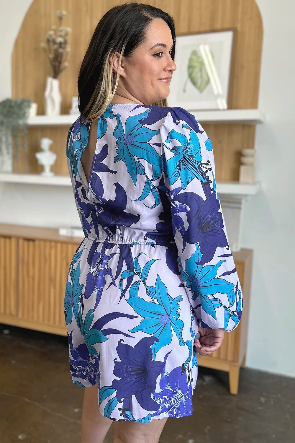 Double Take Full Size Floral Long Sleeve Romper with Pockets - Bela Fils BoutiqueBela Fils Boutique