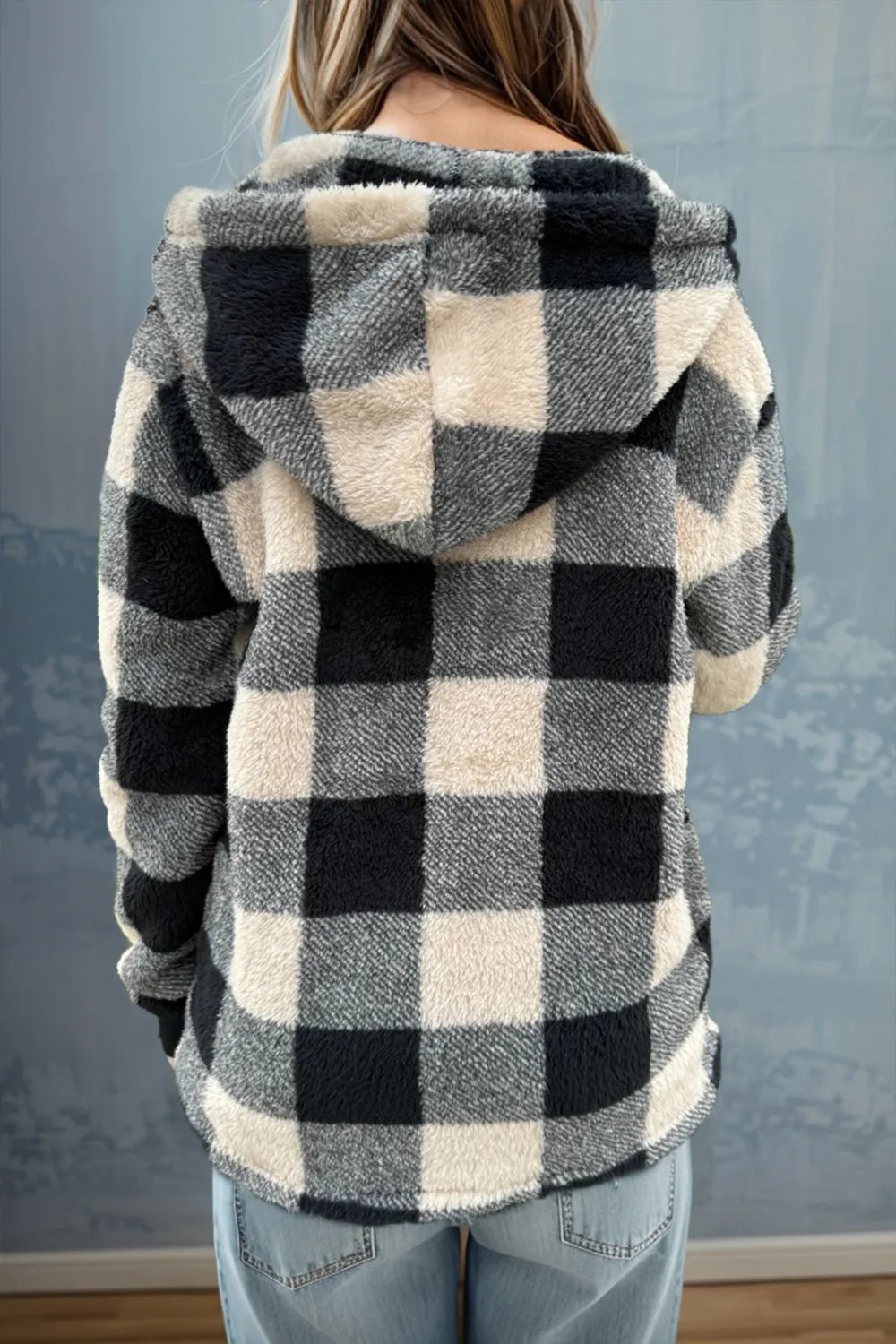 Double Take Full Size Plaid Long Sleeve Hooded Coat - Bela Fils BoutiqueBela Fils Boutique