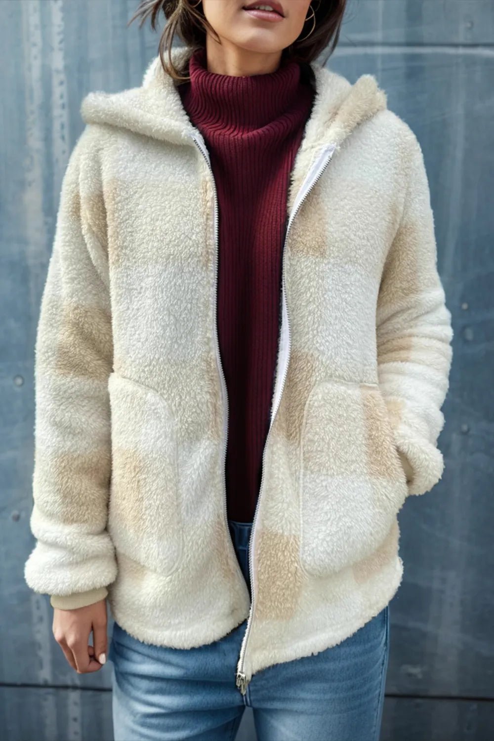 Double Take Full Size Plaid Long Sleeve Hooded Coat - Bela Fils BoutiqueBela Fils Boutique