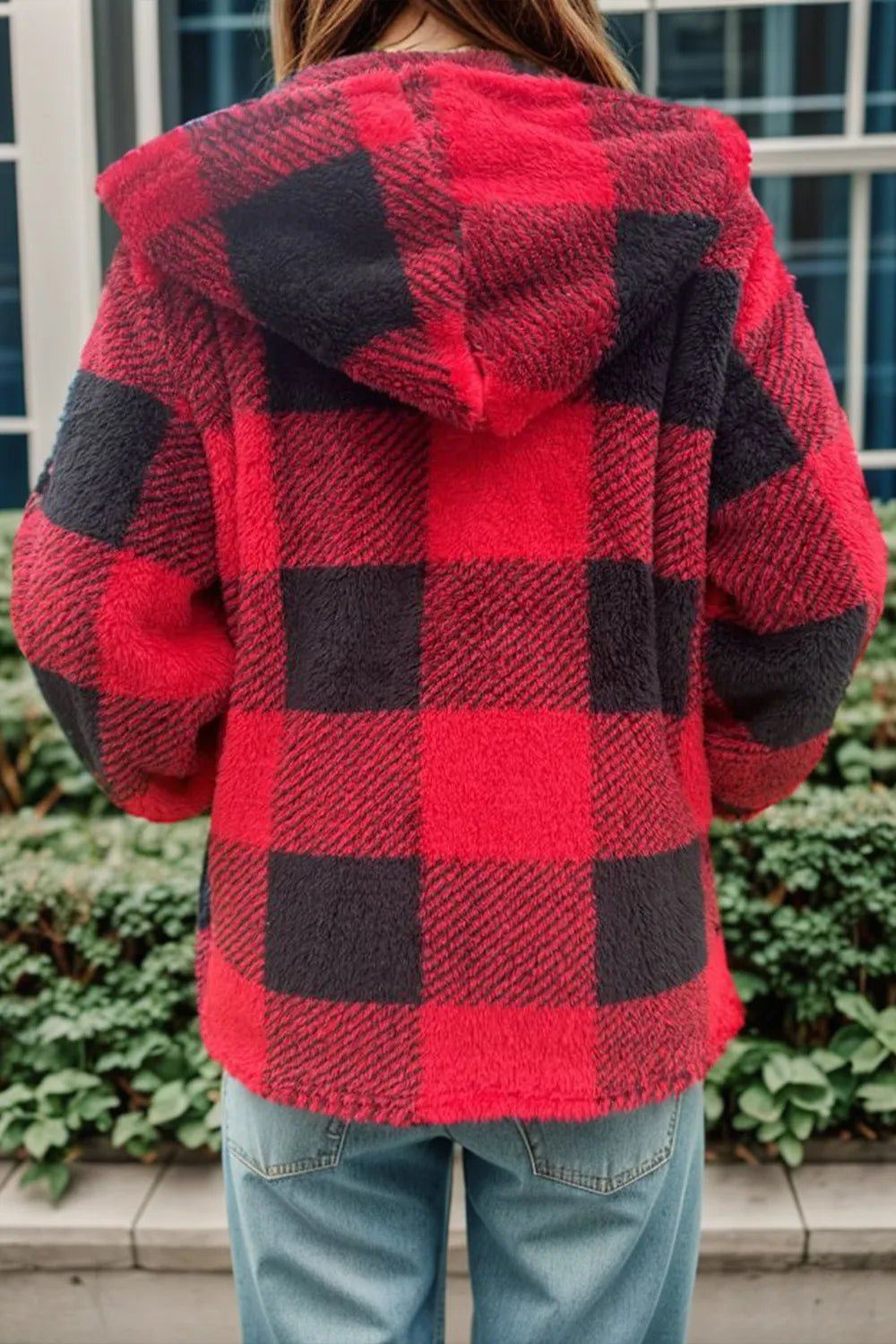 Double Take Full Size Plaid Long Sleeve Hooded Coat - Bela Fils BoutiqueBela Fils Boutique
