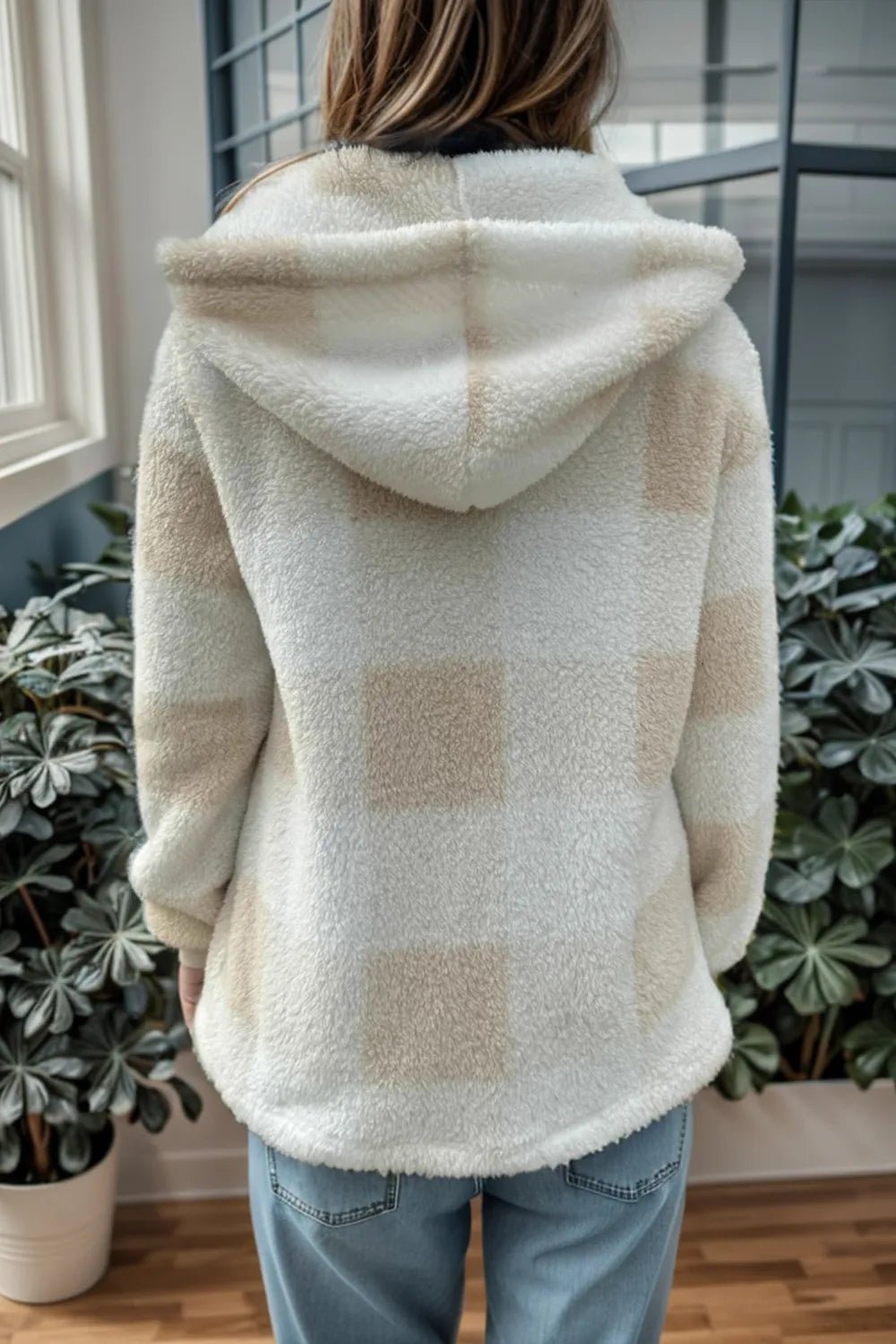 Double Take Full Size Plaid Long Sleeve Hooded Coat - Bela Fils BoutiqueBela Fils Boutique