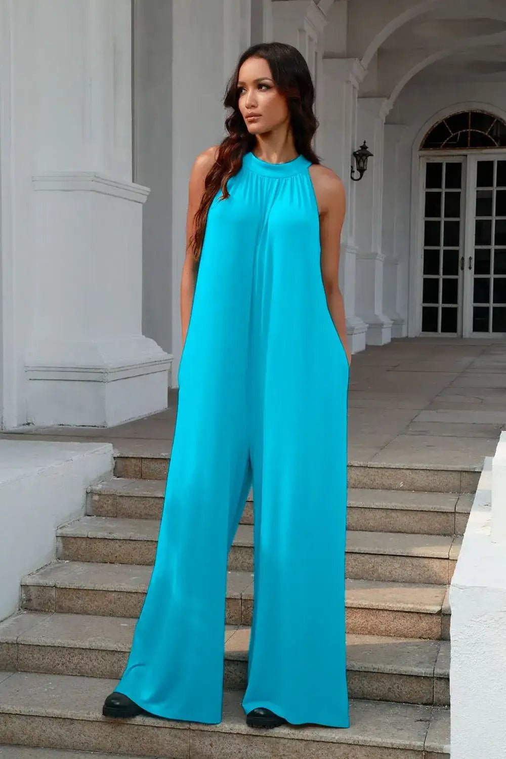 Double Take Full Size Tie Back Cutout Sleeveless Jumpsuit - Bela Fils BoutiqueBela Fils Boutique
