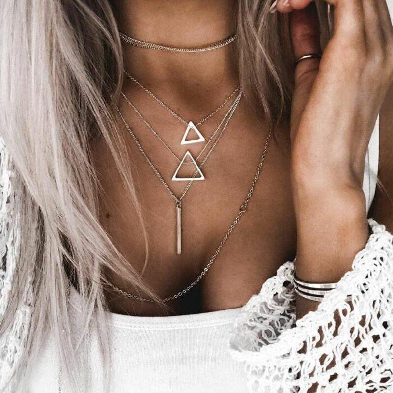Double Triangle Multilayer Necklace - Bela Fils BoutiqueNecklacesBela Fils Boutique