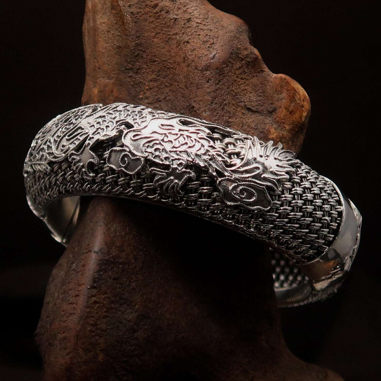 Dragon Bracelet, Dragon Bangle, handcrafted Bracelet, Sterling Silver - Bela Fils BoutiqueAccessoriesBela Fils Boutique