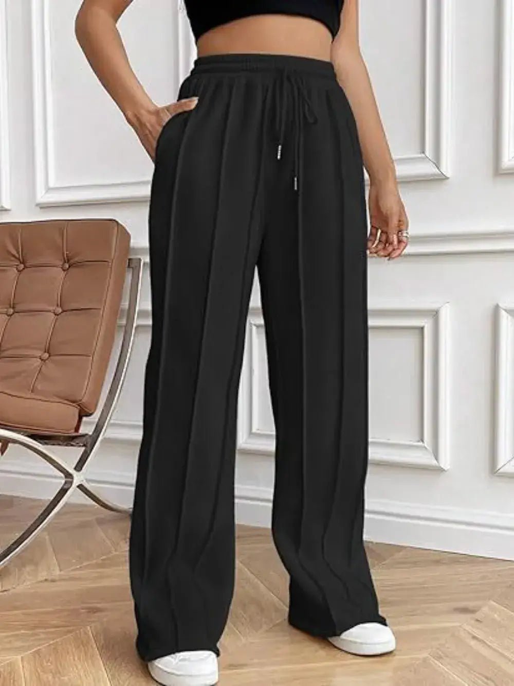 Drawstring wide leg pants with pockets - Bela Fils BoutiqueBela Fils Boutique