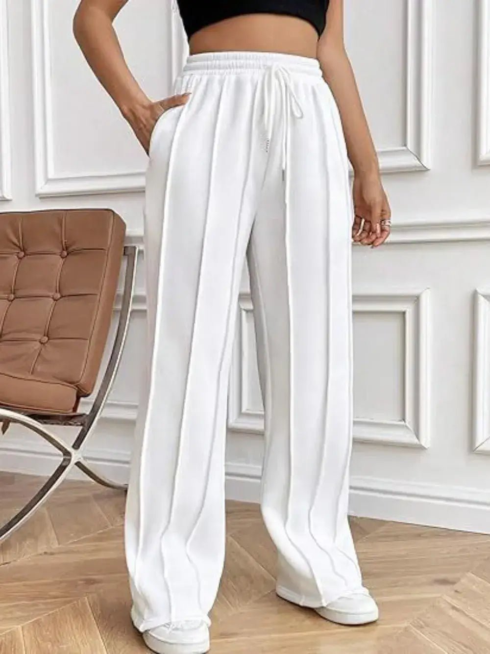 Drawstring wide leg pants with pockets - Bela Fils BoutiqueBela Fils Boutique