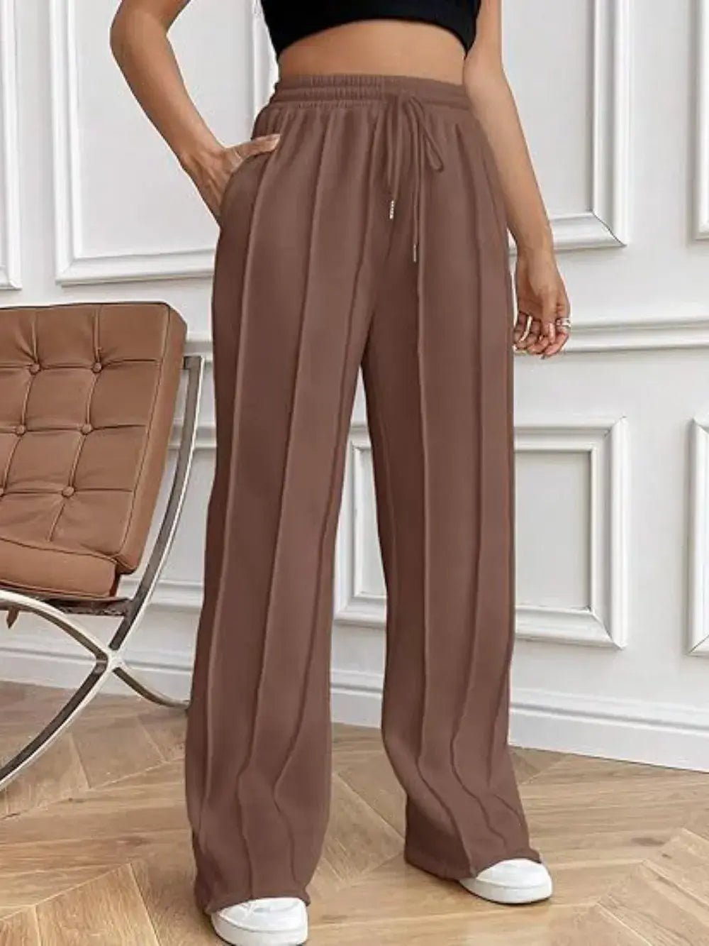 Drawstring wide leg pants with pockets - Bela Fils BoutiqueBela Fils Boutique