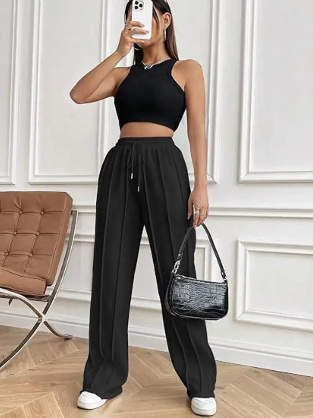 Drawstring wide leg pants with pockets - Bela Fils BoutiqueBela Fils Boutique