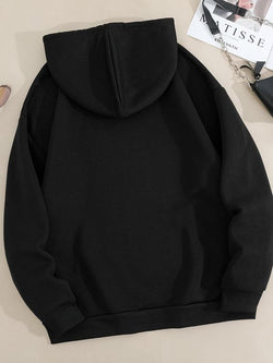 Stylish Women's Ghost & Letter Print Hoodie - Casual Drop Shoulder Sweatshirt with Pockets for Fall & Winter Adventures