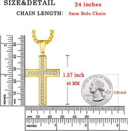 Men'S Cross Necklace 316L Stainless Steel Jesus Ankh Pendant Rolo Chain Jewelry