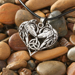 Wolf Couple Necklace, Norse Geri and Freki Pendant, Faux Leather Cord, Viking Wolf Jewelry Gift
