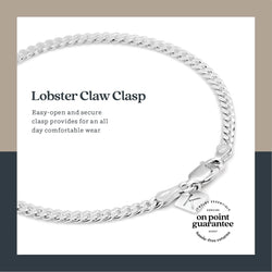 Silver Chain Anklet for Men & Women – 3Mm Cuban Link, Solid 925 Sterling Silver, Italian Made, Hypoallergenic, Tarnish Resistant, 11 Inch
