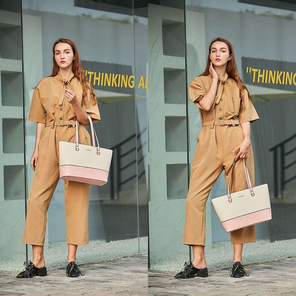 Women Fashion Handbags Wallet Tote Bag Shoulder Bag Top Handle Satchel Purse Set 4Pcs