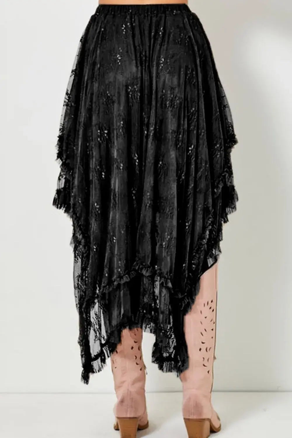 Elastic Waist Asymmetrical Lace Skirt - Bela Fils BoutiqueBela Fils Boutique