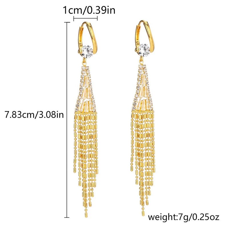 Elegant Black Water Drop Tassel Earrings with Zircon Stones - Bela Fils BoutiqueBela Fils Boutique