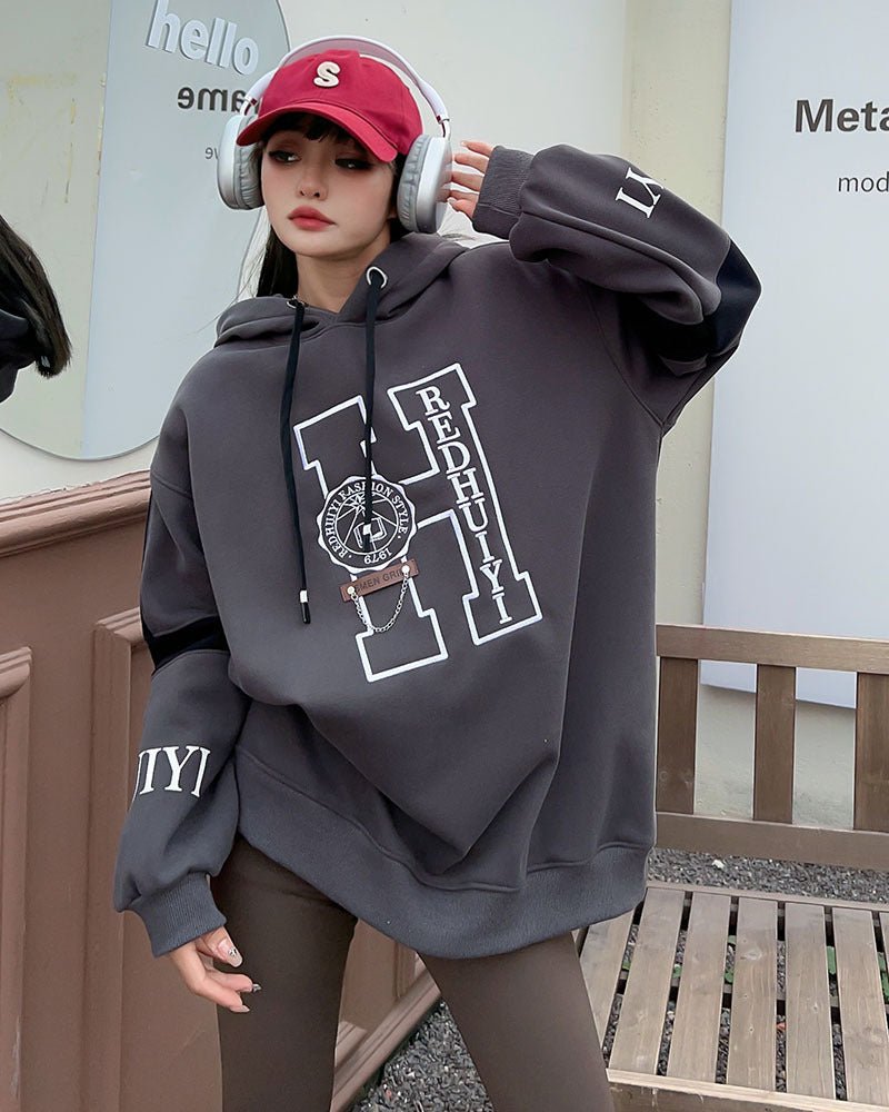 Embroidered Velvet Padded Hooded Sweatshirt for Women - Bela Fils BoutiqueBela Fils Boutique