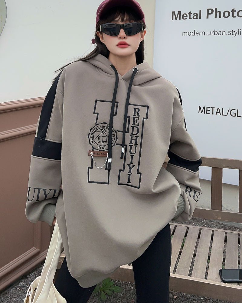 Embroidered Velvet Padded Hooded Sweatshirt for Women - Bela Fils BoutiqueBela Fils Boutique