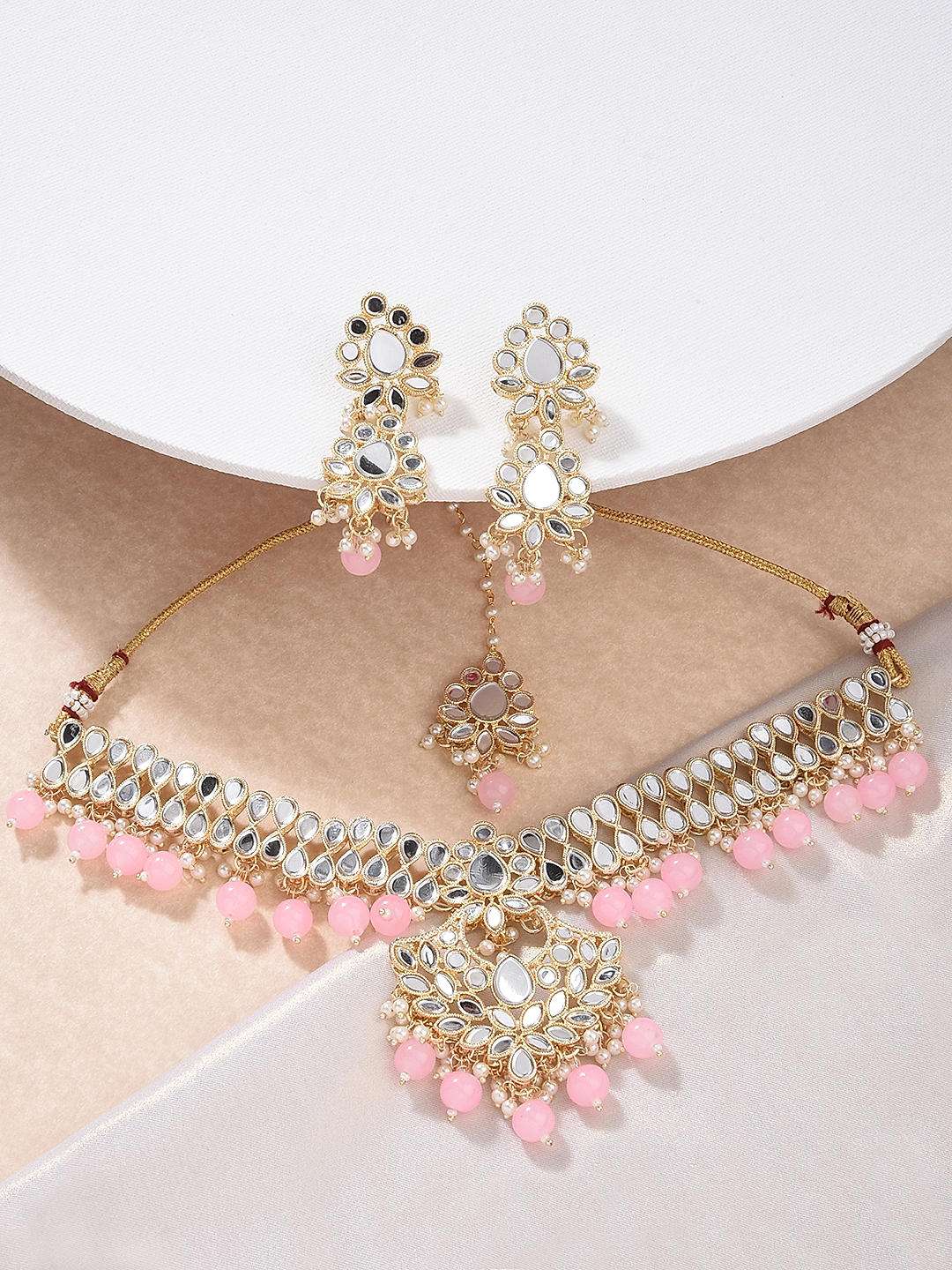 Ethnic Indian Traditional Pink Pearl Kundan Jewellery Set For Women - Bela Fils BoutiqueJewelry & WatchesBela Fils Boutique