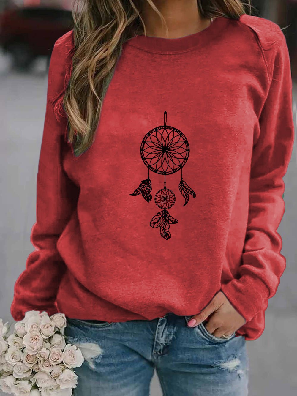 Ethnic Print Oversized Sweatshirt for Women - Bela Fils BoutiqueBela Fils Boutique