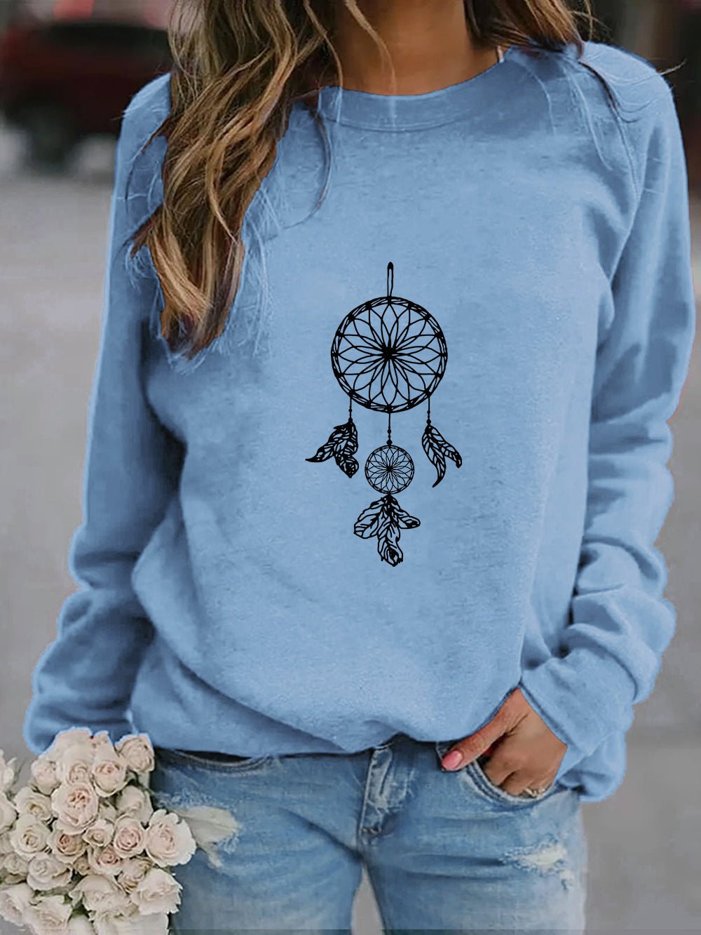 Ethnic Print Oversized Sweatshirt for Women - Bela Fils BoutiqueBela Fils Boutique