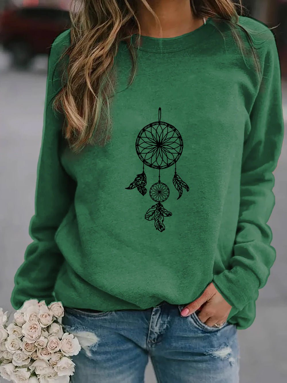 Ethnic Print Oversized Sweatshirt for Women - Bela Fils BoutiqueBela Fils Boutique