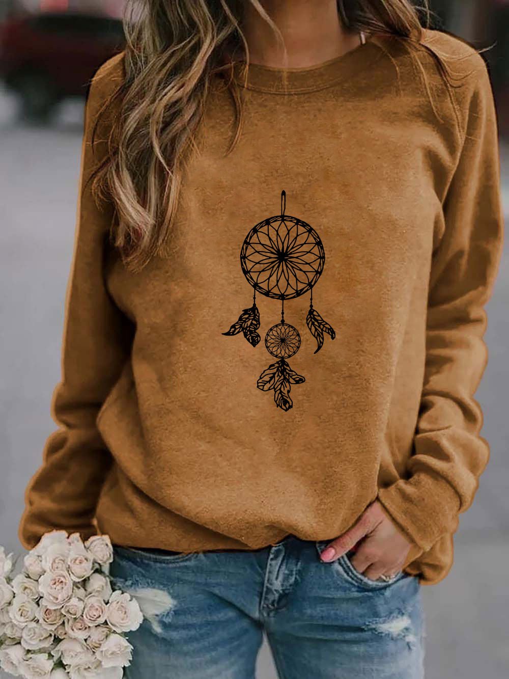 Ethnic Print Oversized Sweatshirt for Women - Bela Fils BoutiqueBela Fils Boutique