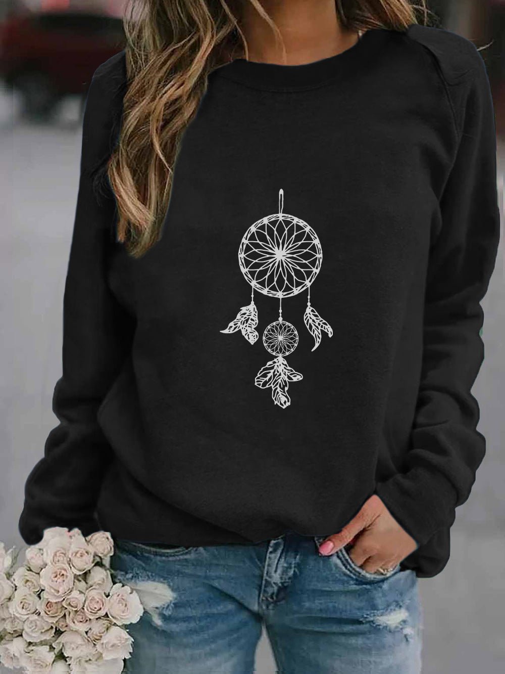 Ethnic Print Oversized Sweatshirt for Women - Bela Fils BoutiqueBela Fils Boutique