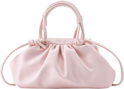 Women'S Cloud Pouch Purses Dumpling Crossbody Bag - Soft Leather Fashion Ruched Detail Handbag Small Evening Bags(Pink)