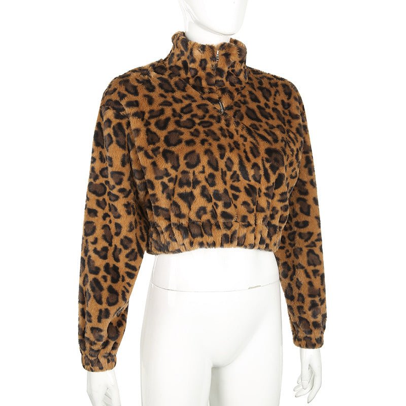 Fashion Leopard Print Cropped Sweatshirt for Women - Bela Fils BoutiqueBela Fils Boutique