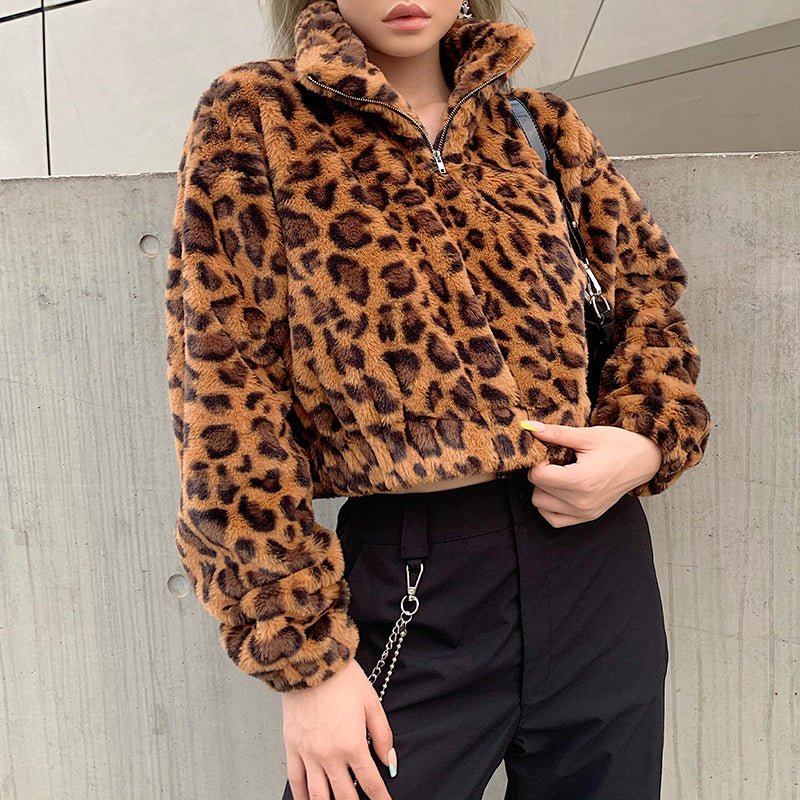 Fashion Leopard Print Cropped Sweatshirt for Women - Bela Fils BoutiqueBela Fils Boutique