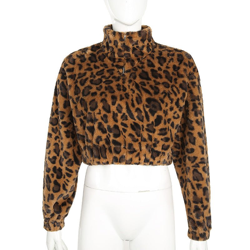 Fashion Leopard Print Cropped Sweatshirt for Women - Bela Fils BoutiqueBela Fils Boutique