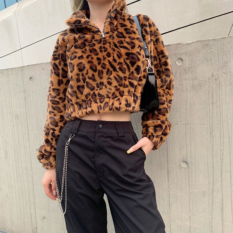 Fashion Leopard Print Cropped Sweatshirt for Women - Bela Fils BoutiqueBela Fils Boutique